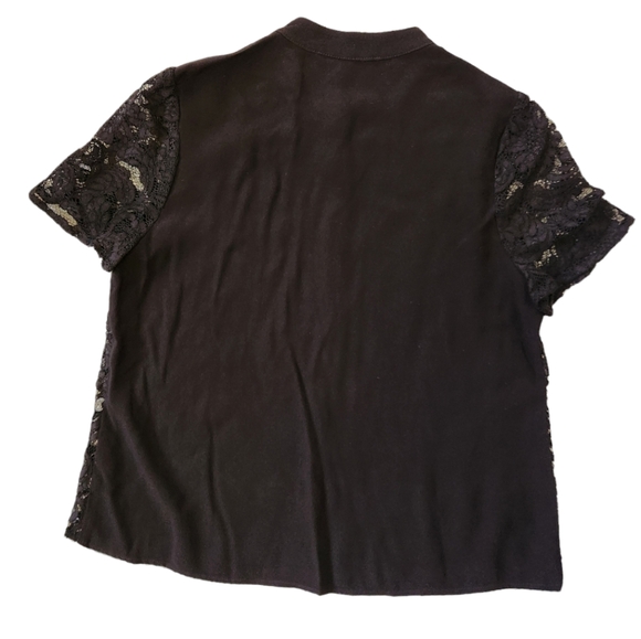 Corly Floral Lace Button Down Blouse Black 4 - Picture 2 of 8